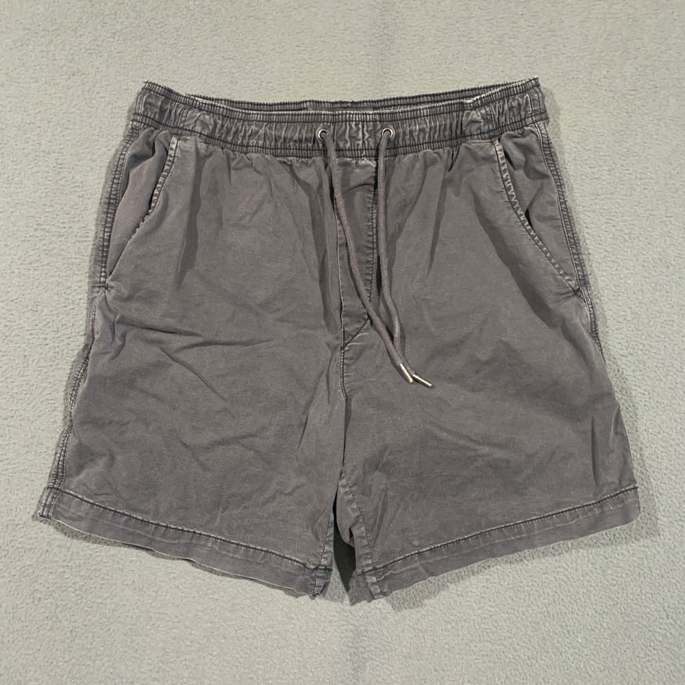 American Eagle Flex Shorts Mens S Gray Canvas Elastic Waist Drawstring Summer